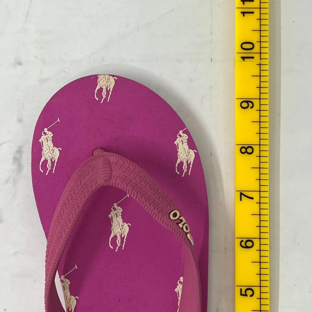 Polo Ralph Lauren Unisex Junior Flip Flop Pink/Ivory Pony Logo US Size 4 VTG NEW